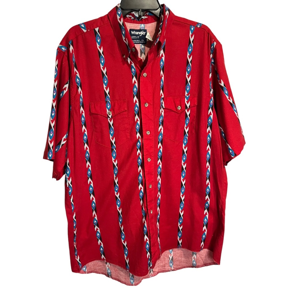 Vintage Wrangler Cowboy Cut Aztec Print Shirt